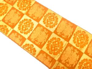 市松に花模様織り出し袋帯